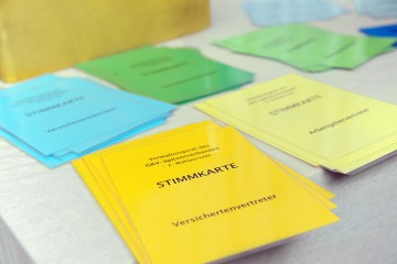 Stimmkarten, die bei einer Verwaltungsratssitzung verwendet werden